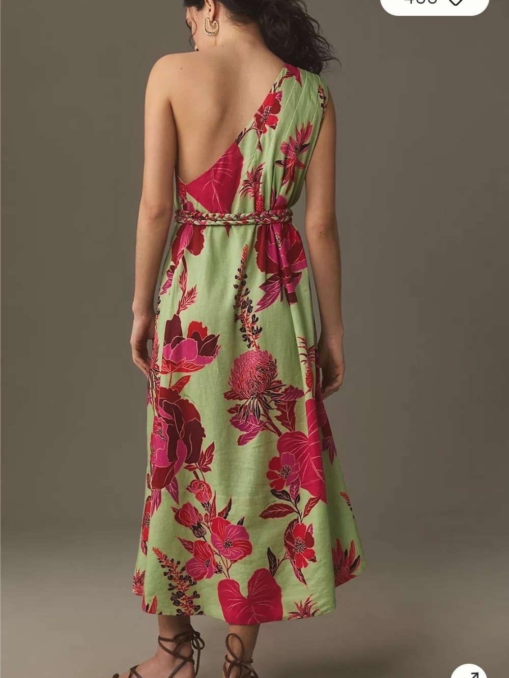 Farm Rio Fresh Garden One-Shoulder Linen Midi Dress - Picture 3 of 4